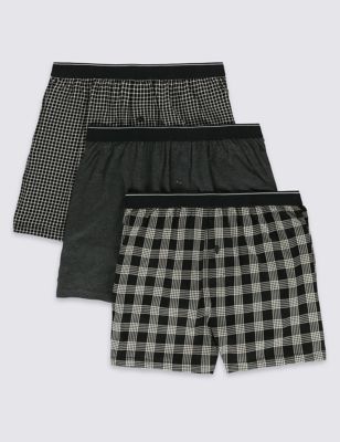 3 Pack Pure Cotton Assorted Monochrome Boxers with Cool & Fresh&trade;